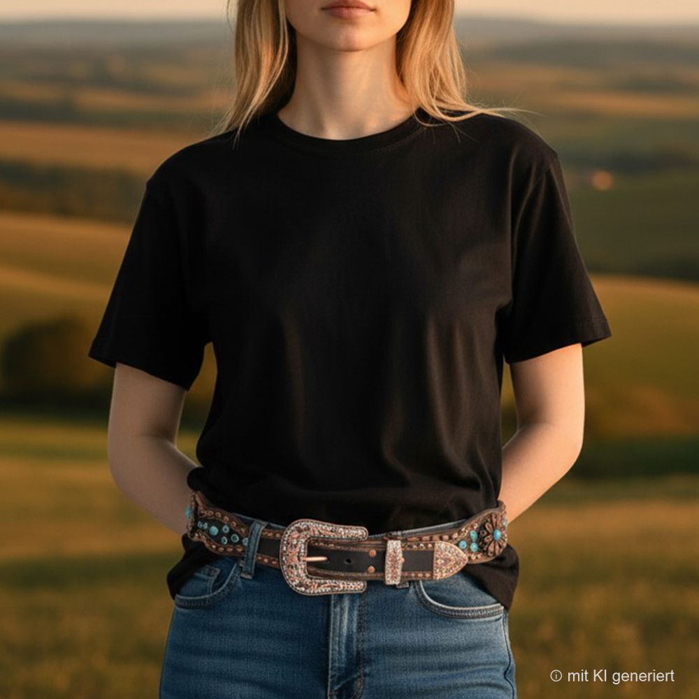Ledergürtel für Damen - Stone, Conchos, Dunkelbraun