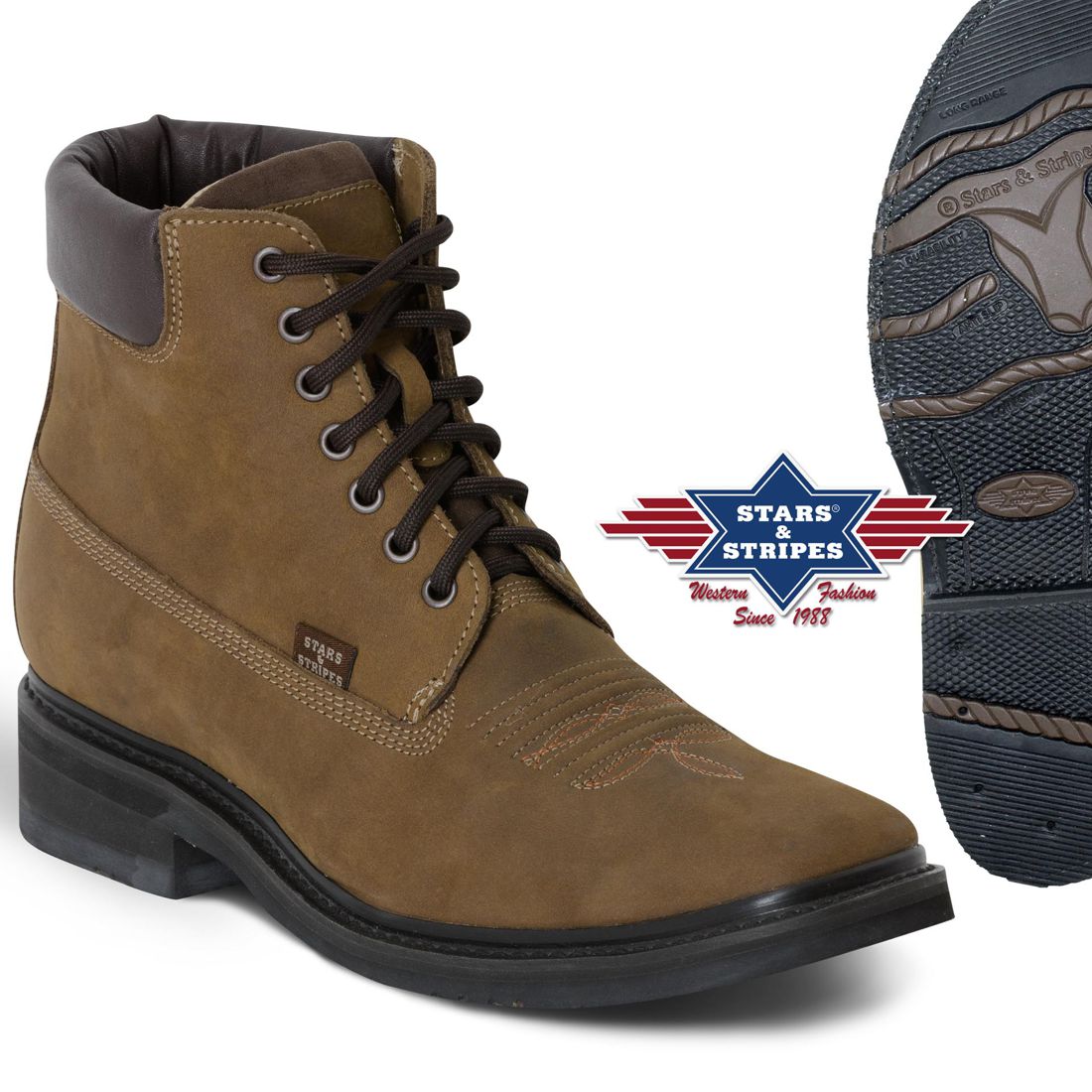 Reduziert - Stars & Stripes Western-Stiefeletten mit Gummisohle - Butch Cassidy, Größe 36