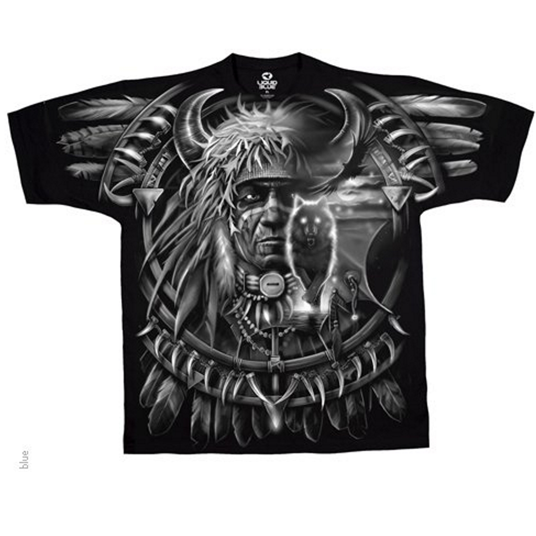 Liquid Blue T-Shirt - Indianer - Wolf Dreamcatcher