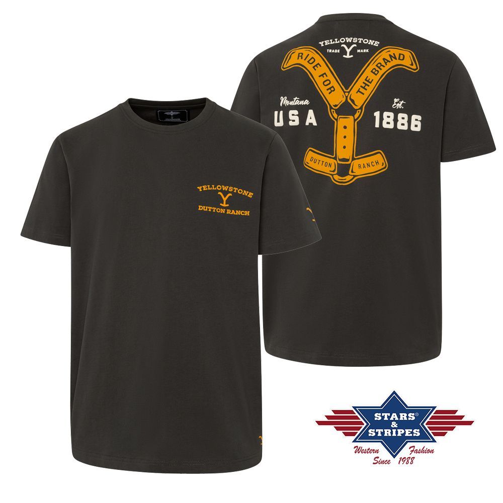 Western Unisex T-Shirt - Yellowstone Collection - Ride For The Brand, Anthrazit