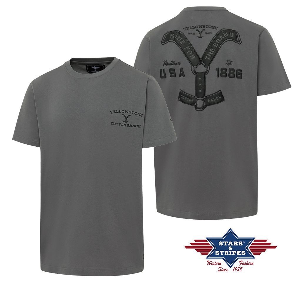 Western Unisex T-Shirt - Yellowstone Collection - Ride For The Brand, Grau