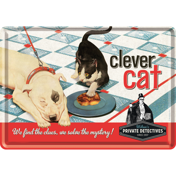 Postkarte aus Stahlblech - Hot Fifties - Clever Cat
