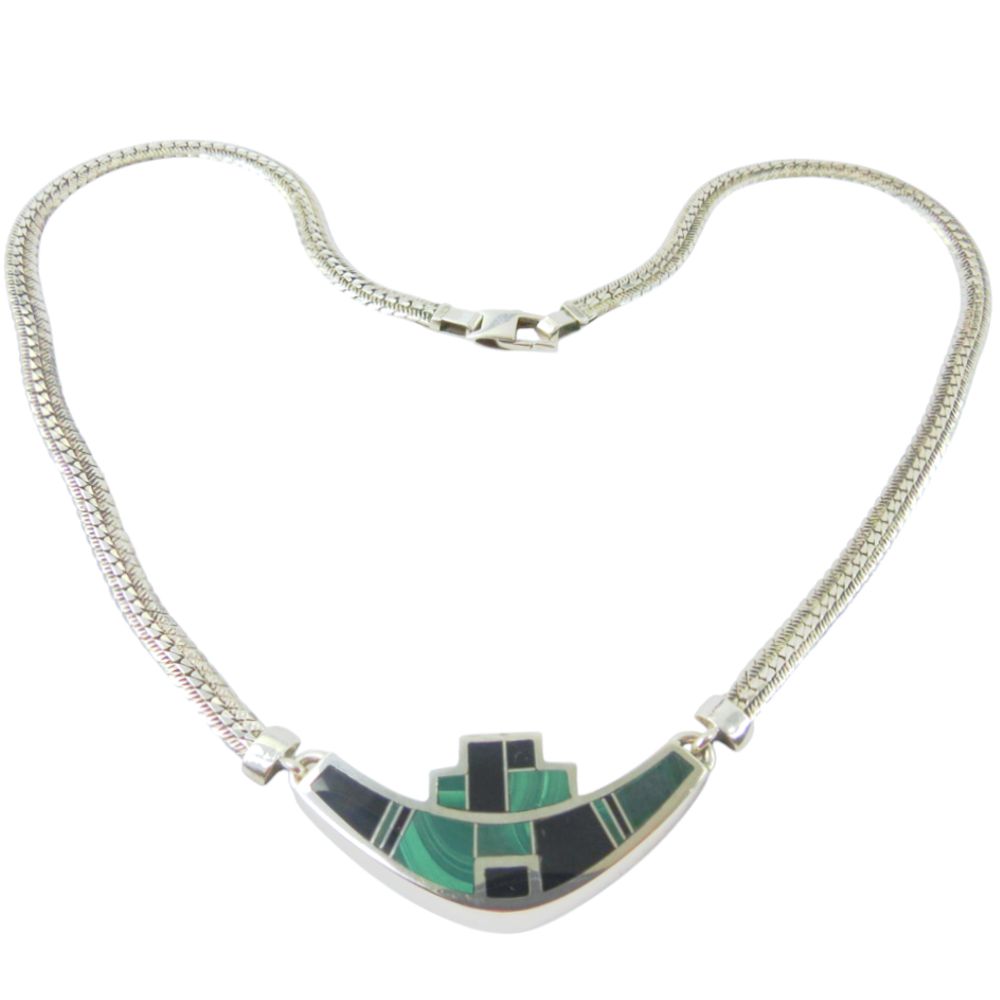 Indianerschmuck Kette - Maya- & Aztekenschmuck aus Sterling Silber - Tasco Esmeralda Nocturna