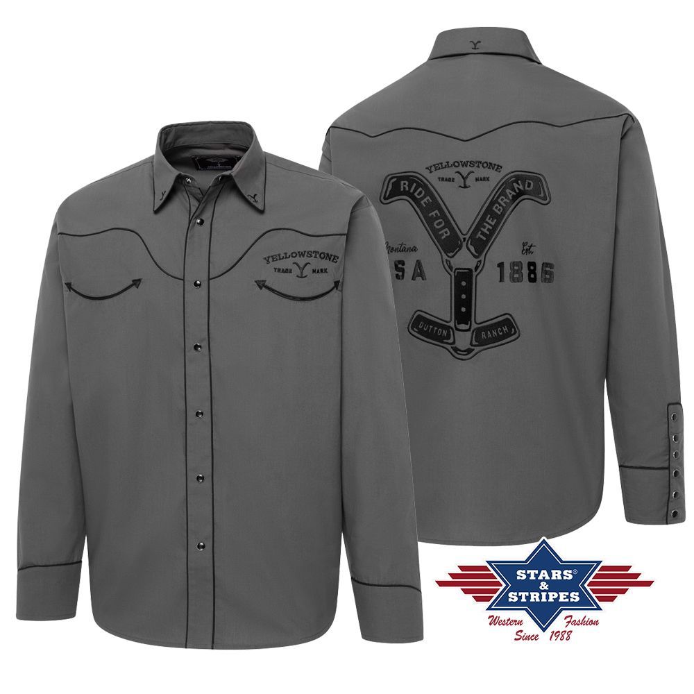 Westernhemd - Yellowstone Collection - Ride For The Brand, Grau