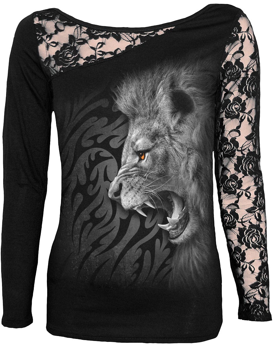 Reduziert - Spiral Longsleeve Rosennetz - Tribal Lion, Größe 2XL