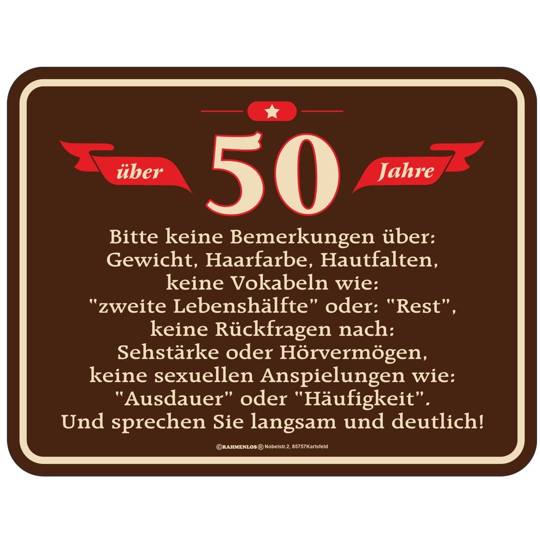 Blechschild - Geburtstag - Über 50 Jahre