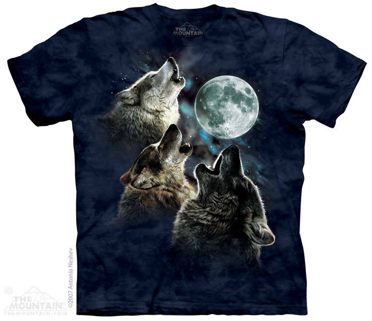 The Mountain T-Shirt - Three Wolf Moon, Blue