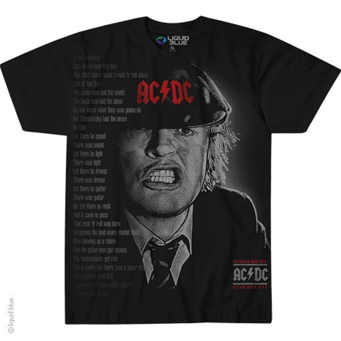 Liquid Blue T-Shirt - AC/DC - Big Face Angus Young