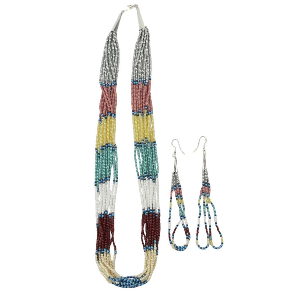 Indianerschmuck-Set: Kette und Ohrhänger - Navajo Pastel Shades