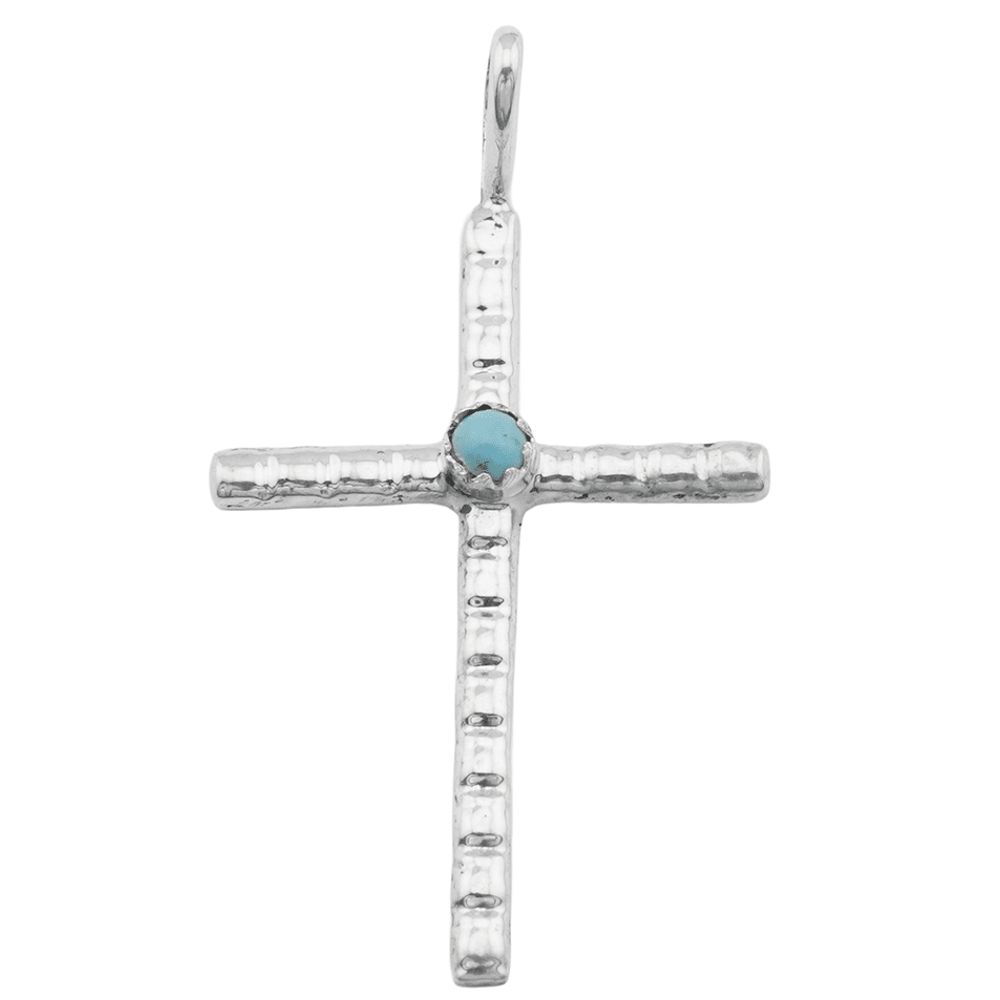 Kettenanhänger Sterling Silber & Türkis - Navajo Turquoise Cross V