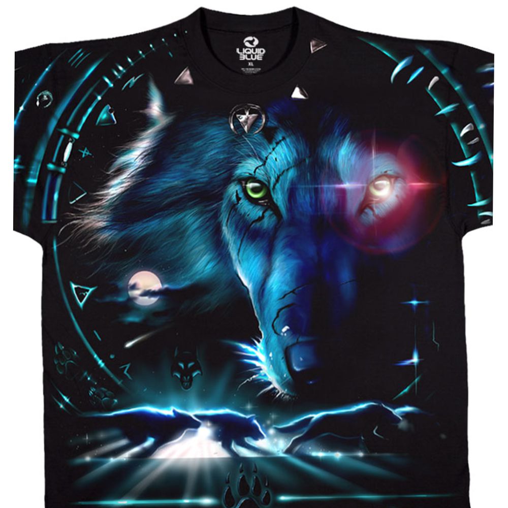 Liquid Blue T-Shirt - Tribal Wolf