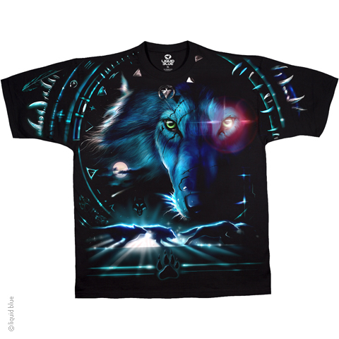 Liquid Blue T-Shirt - Tribal Wolf