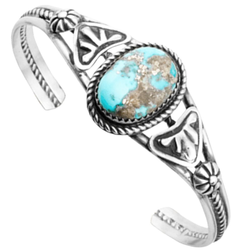 Armspange für Damen aus Sterling Silber - Free Form Blue Bird Turquoise I