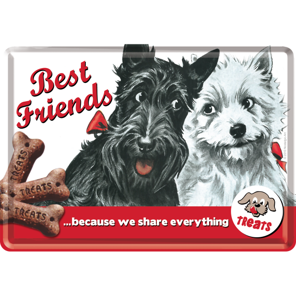 Postkarte aus Stahlblech - Hot Fifties - Best Friends