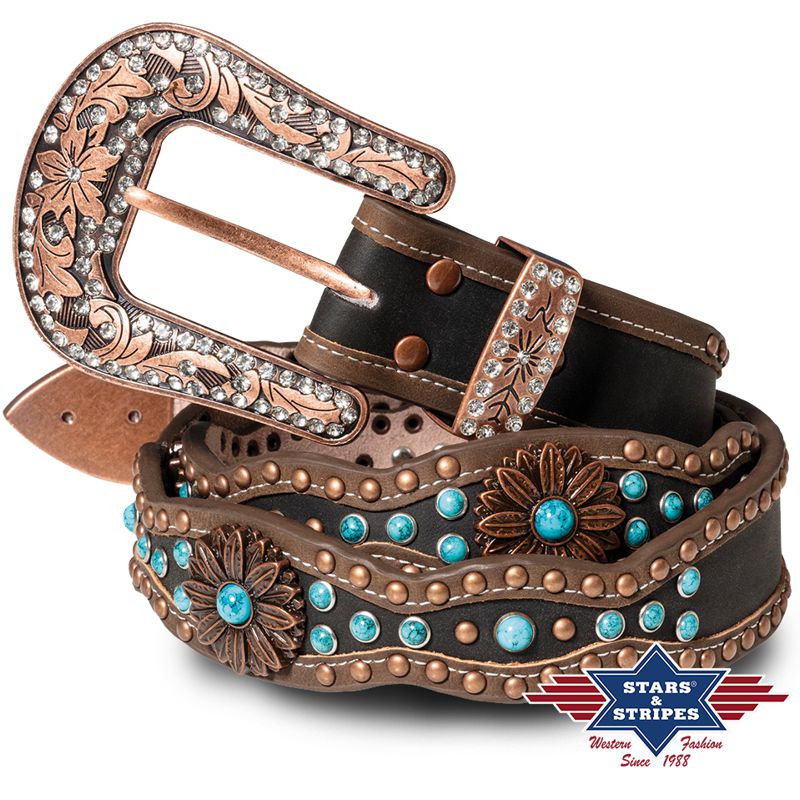 Glitzernder Westerngürte für Damen - stone-9